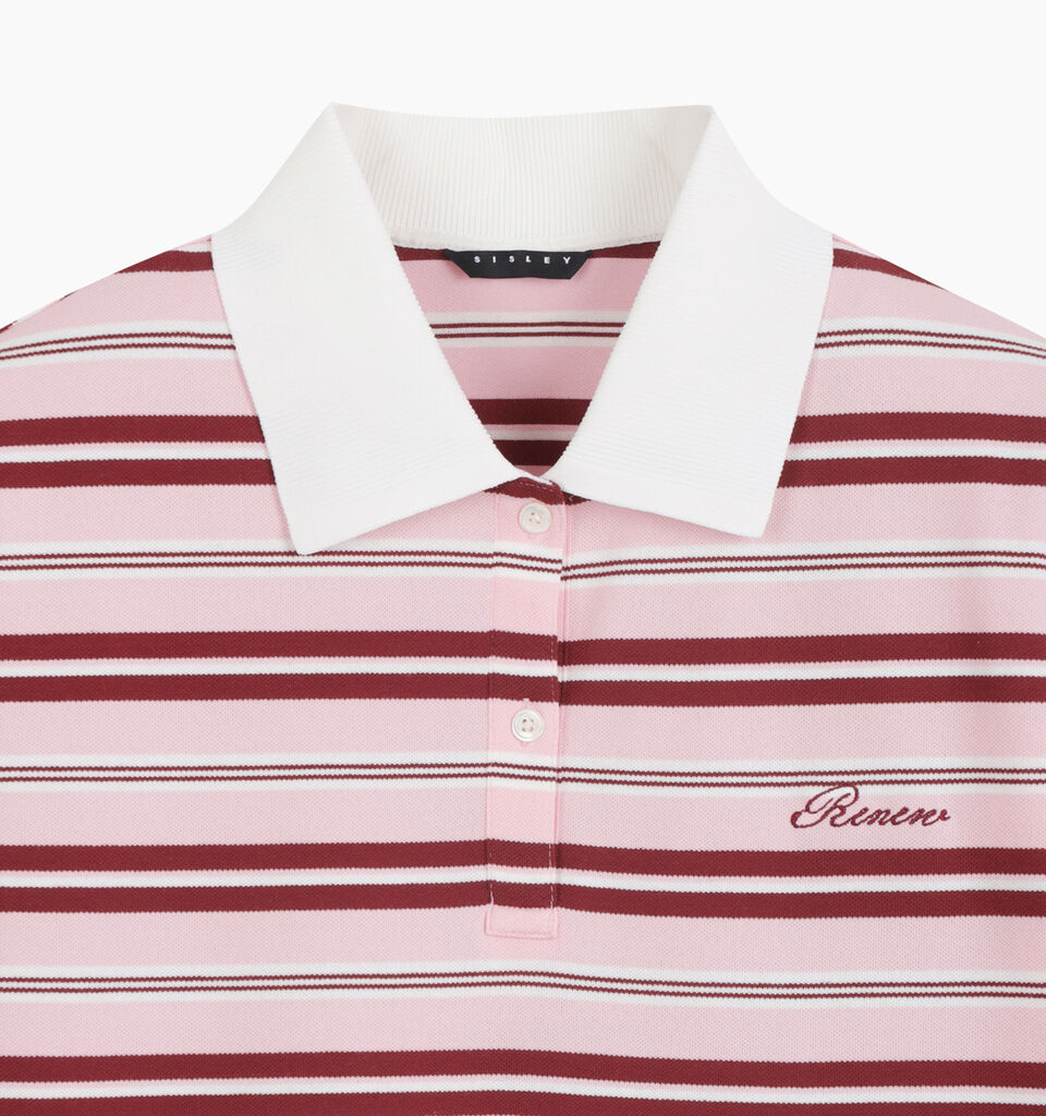 Pink striped polo - null - Pink | Sisley K image number 3